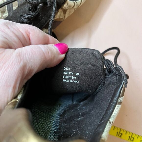 Coach Brown Tan Logo Gold Accents Katelyn 6M (No Soles) - Picture 3 of 11